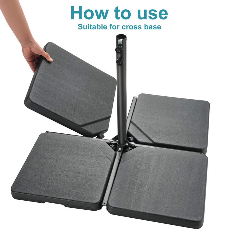 FLAME&SHADE 256lb 4 Pieces Base Stand Weight Set for Outdoor Patio Cantilever Offset Umbrella, Black - Image 3